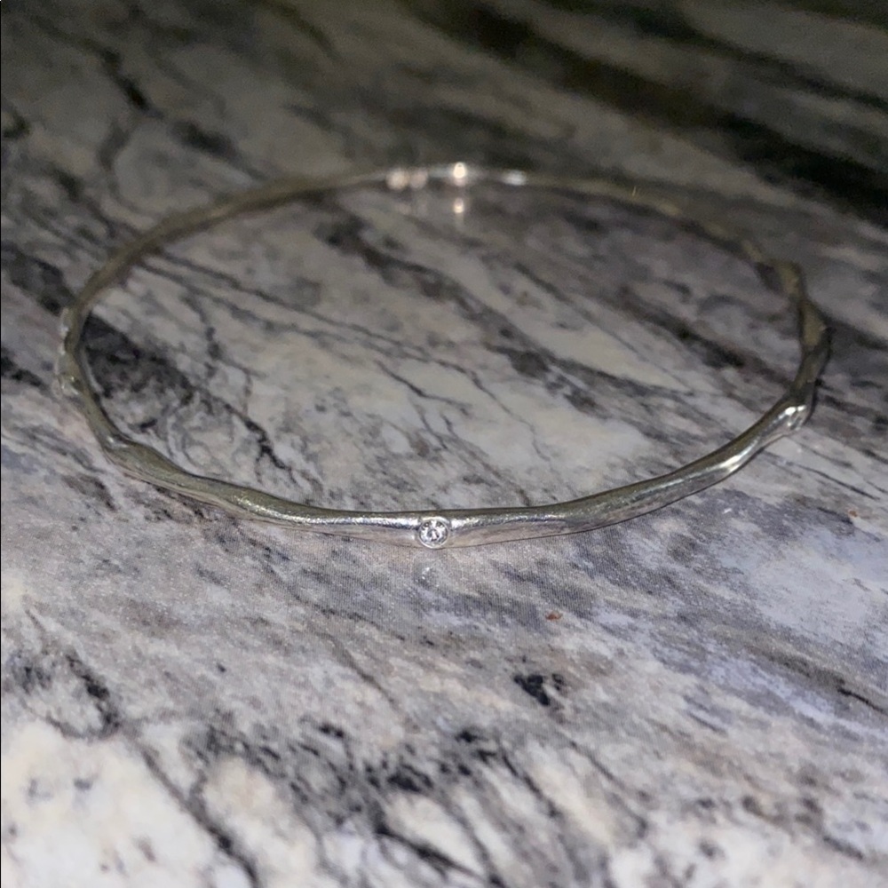 Delicate Silver Bracelet with Diamond Accent